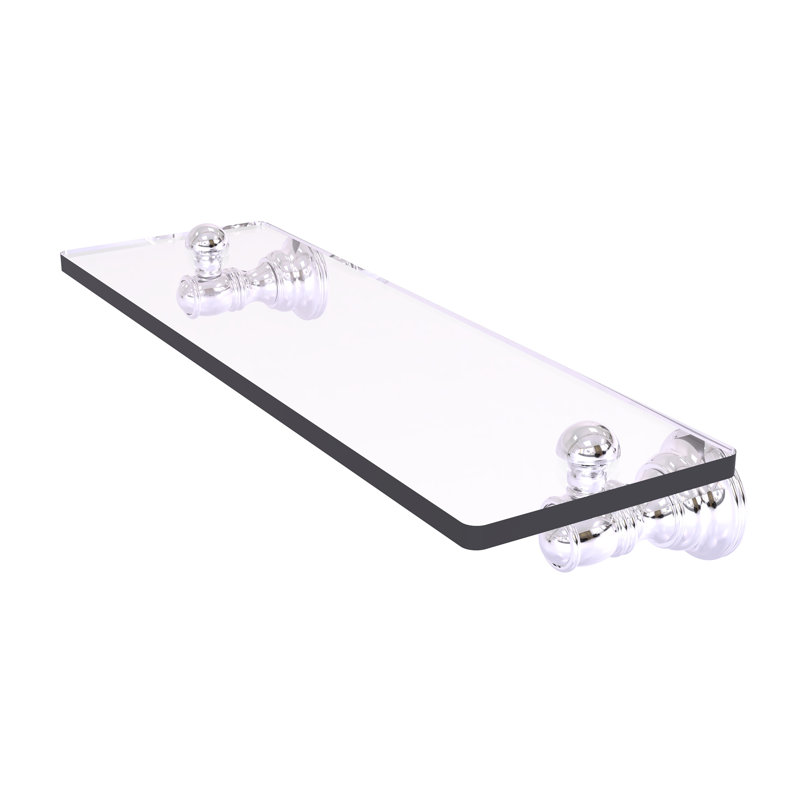 Freyja Glass Accent Shelf with Towel Bar, Polished Chrome, 2.4" H x 16" W x 5.54" D