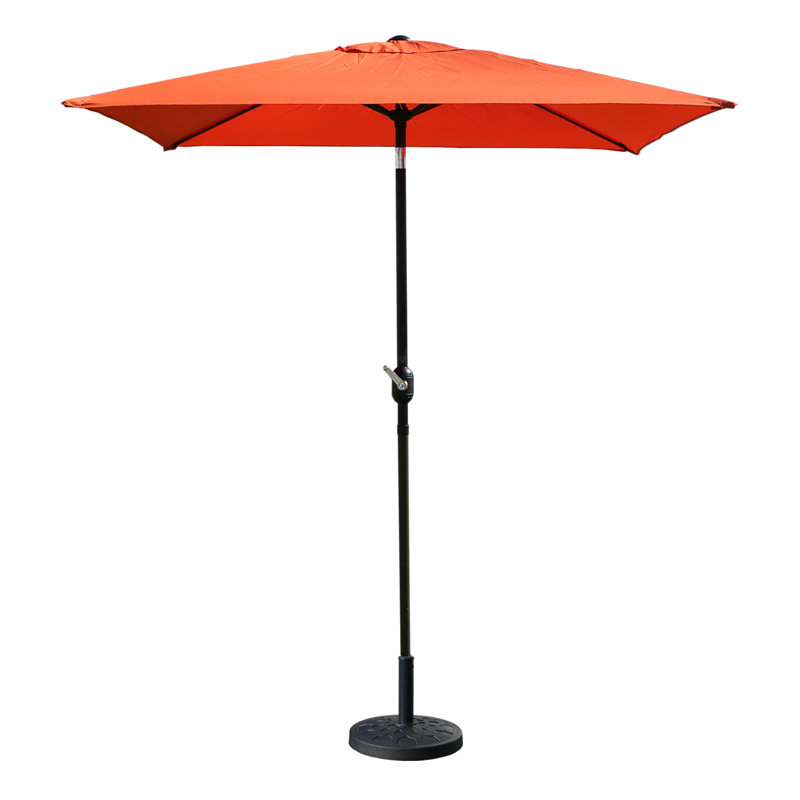 Parasol de marché carré de 6,5 pi Mushtaaq avec support / base - couleur orange, Orange