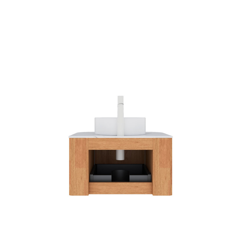 Single Wall Mounted Bathroom Vanity Set, Natural Woodgrain, 24"