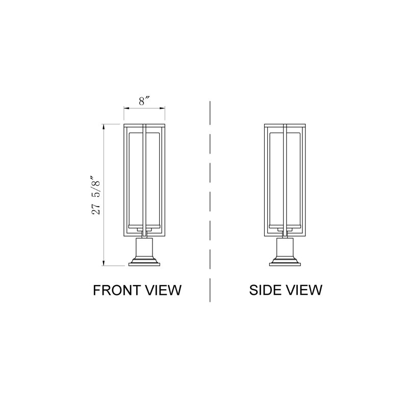 Aura 27.75" Black Aluminum Outdoor Pier Light with Ribbed Glass
