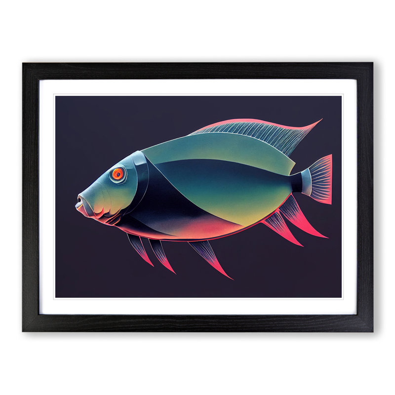 XH1022-7147X Pretty Fish - Single Picture Frame Print, 46cm H x 64cm W, Black