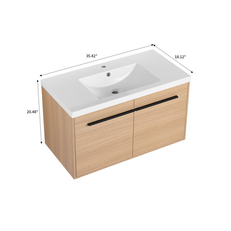 Herlef 35.45'' Single Bathroom Vanity with Resin Top