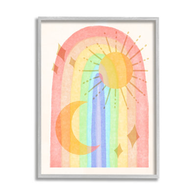 " Bold Rainbow Astral Sun Moon Stars Pattern " by Daphne Polselli