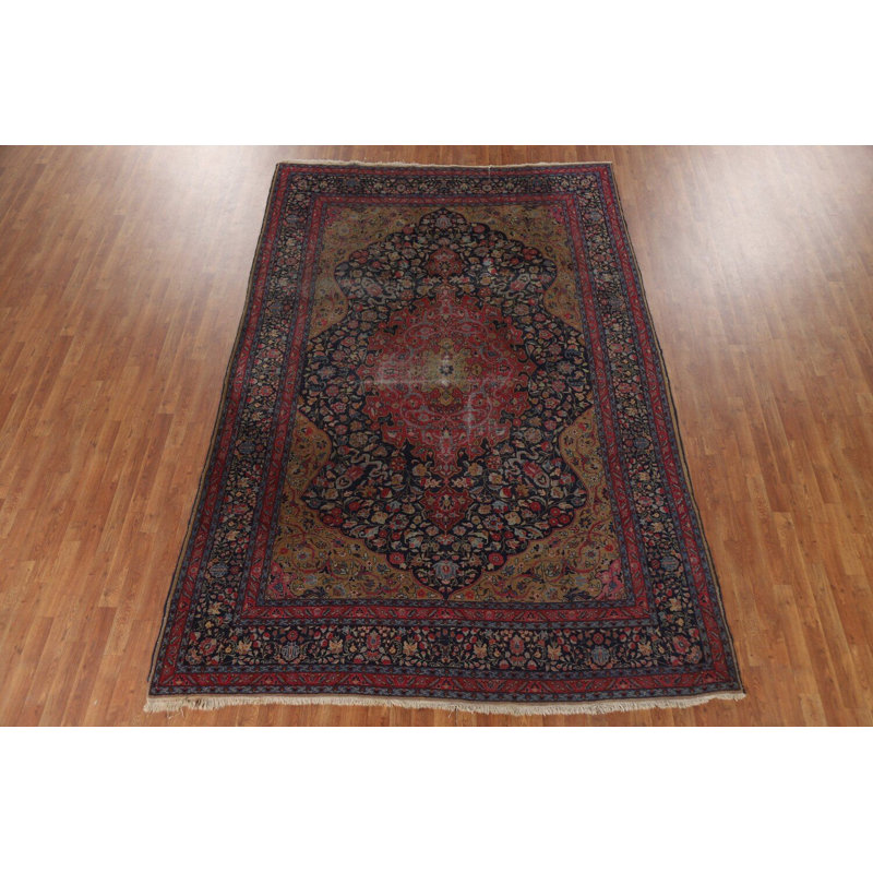 Tapis de salon à teinture végétale pré-1900 7 x 11