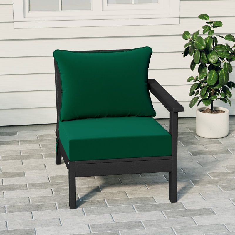 Deep Seating Right Arm Chair With Cushions, Green, Black