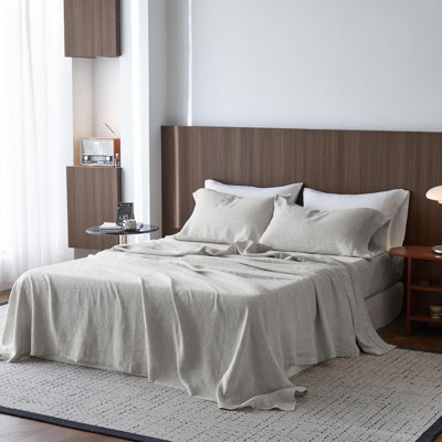 100% Washed Linen Sheet Set-Natural French Flax Bed Sheet
