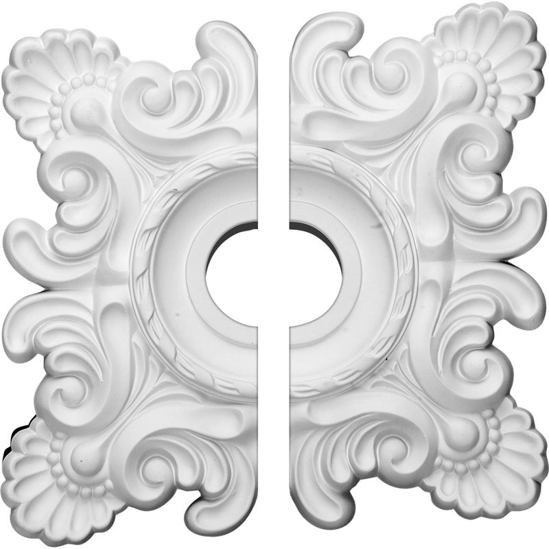 Médaillon de plafond Endurathane Crawley, l 18 po x H 18 po x P 3 1/4 po x P 1 1/2 po (convient aux auvents jusqu'à 6 3/4 po), deux pièces, apprêté en usine