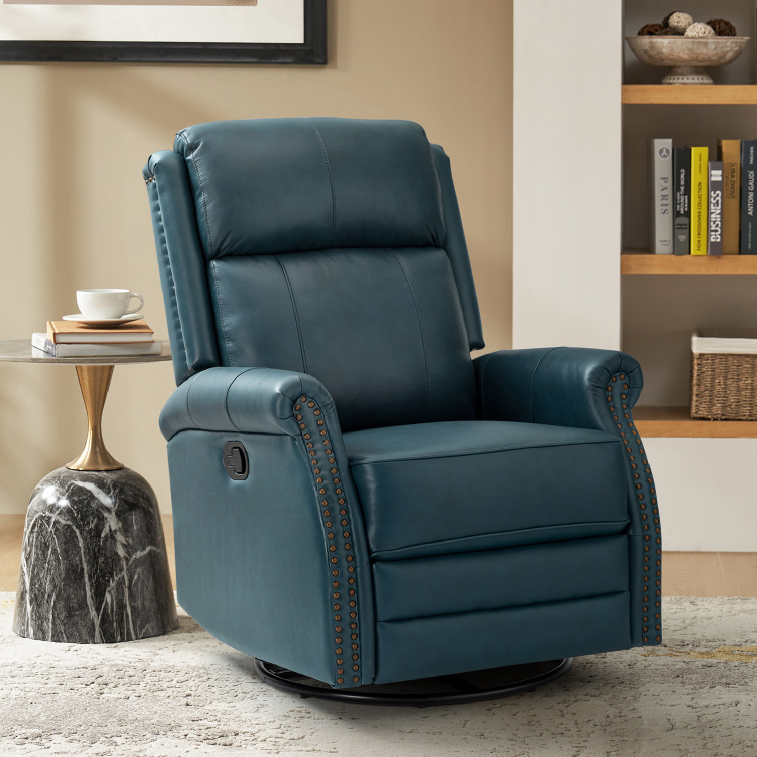 Lark Manor™ Anouschka Wide Swivel Rocking Genuine Leather