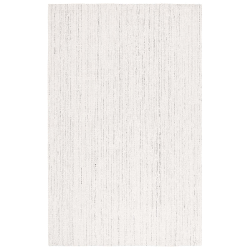 Ivory and Grey 6' x 6' Square Hand Tufted Wool Rug
