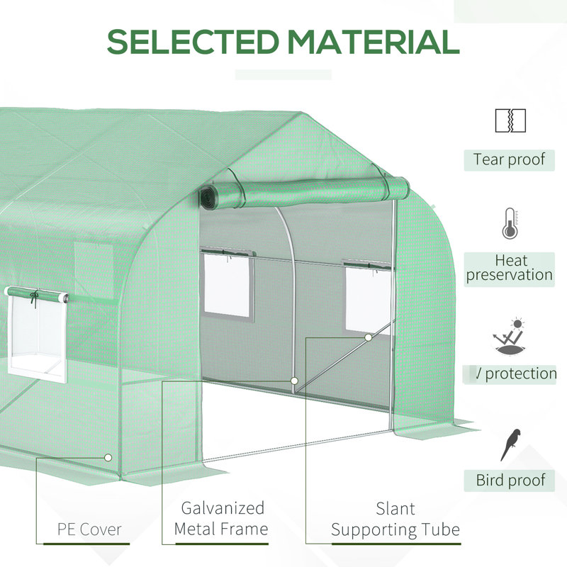 Serre de 11,5 pi x 10 pi x 7 pi avec construction galvanisée, plantes en treillis de ventilation froide de 11,5 pi x 10 pi x 7 pi, acier, offrant une protection idéale pour les plantes