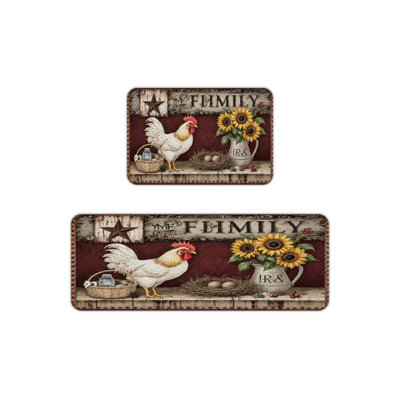 Ensemble de 2 tapis de cuisine coq et tournesols de ferme