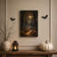 «Autumn Forest Path Under Full Moon with Glowing Halloween», art mural sur toile-454211241