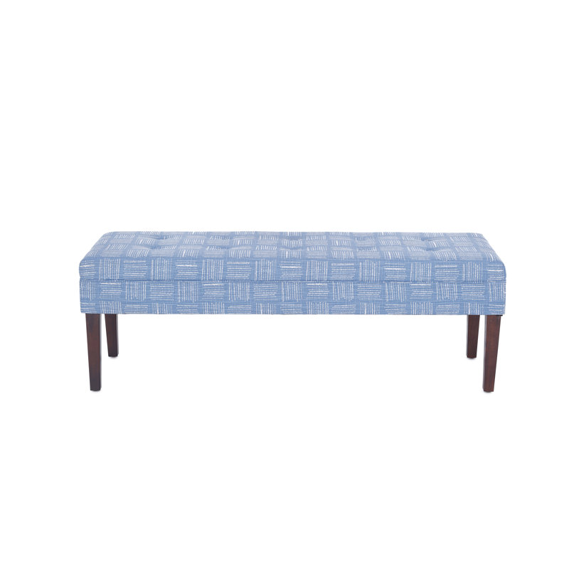 Checo Cotton Upholstered Bench, Chill Blue