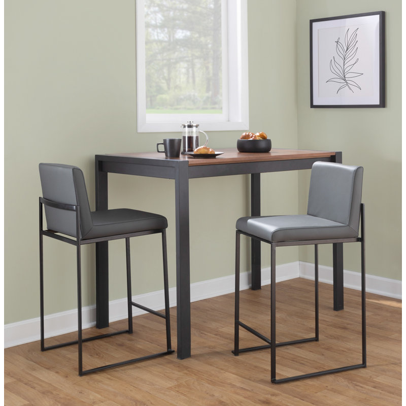 Tabouret de bar et de comptoir à dossier haut Ernestine, Tabouret de comptoir (siège d'une hauteur de 26 p, Similicuir gris