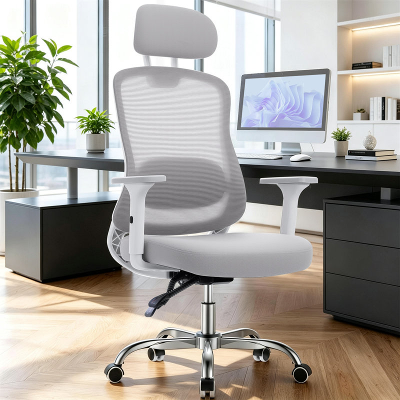 Ergonomic Mesh Office Chair with 3D Armrests, Adjustable Lumbar Support & Headrest, High-Back Computer Desk Chair for Home Office