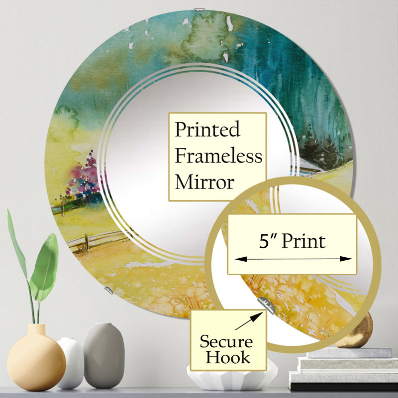 Alpine House On Green Mountains - Miroir mural rond Cabin & Lodge, 24 po x 24 po