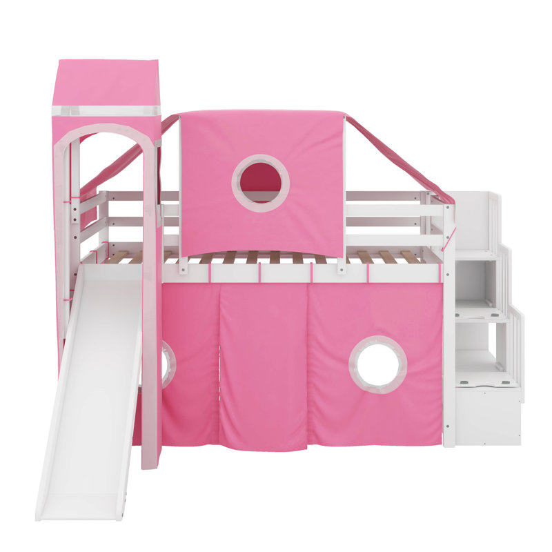 Lit mezzanine simple avec tente et tour
