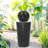 30in Tall Ceramic Sphere Water Fountian Outdoor with LED Light and Pebbled, Weahter-Resistant Kiln-Fired Black Glaze-628649451