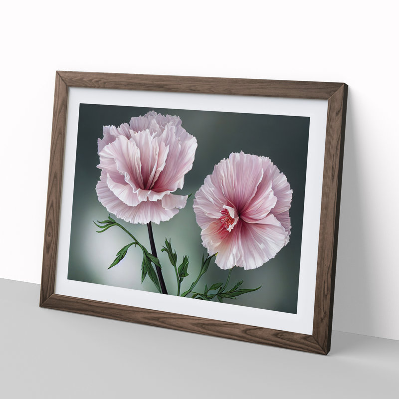 Timeless Carnation Flowers 1 Piece Single Picture Frame Wall Art, 25cm H x 34cm W x 2cm D, Walnut Framed