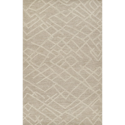 Beige Hand-Tufted Abstract Wool Rug