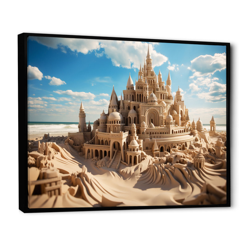 Allenah Beach Dune Caslte II sur toile, H 16 po x l 32 po x P 1 po, Cadre flottant noir