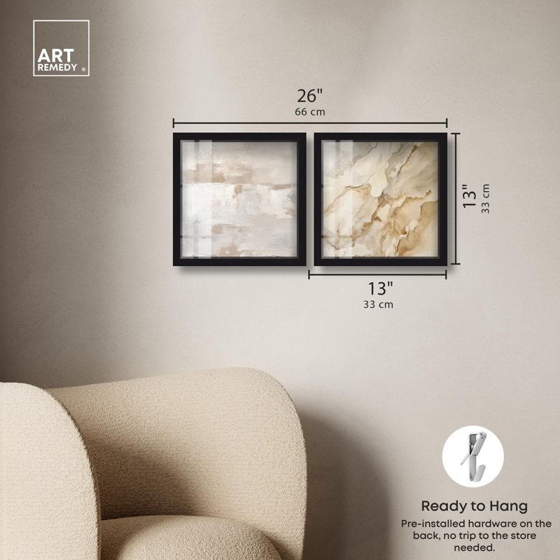 Décoration murale Neutre de luxe Harmony Shadowbox par Art Remedy, H 13 po x l 13 po, Noir