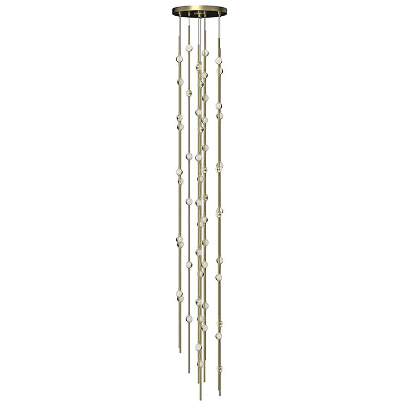 Luminaire suspendu à niveaux de 8 lumières DEL Constellation®, Transparent / laiton satiné, 2700 K, 100 V