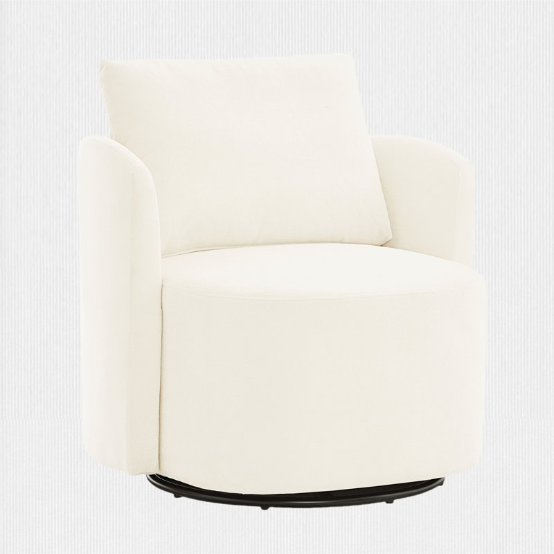 Swivel Accent Chair, Beige Chenille
