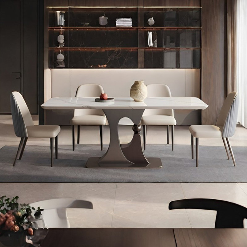 Rectangular microlite dining table and chair set, 29.52"H x 70.86"L x 35.43"W