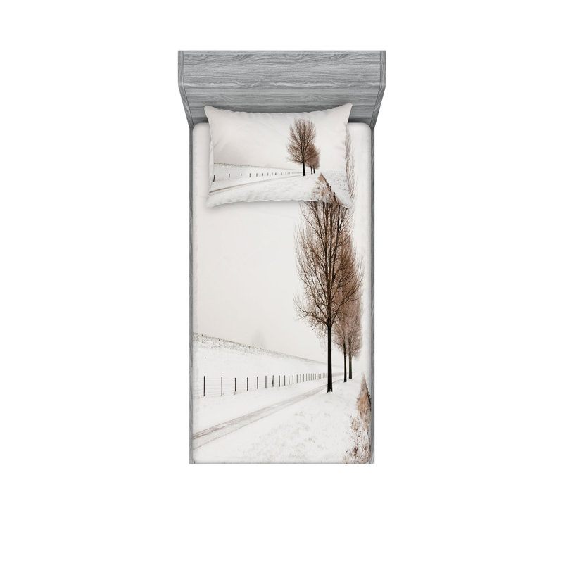 Drap-housse et coussin décoratif Ambesonne, Ensemble de draps pour lit simple + 5 pièces supp