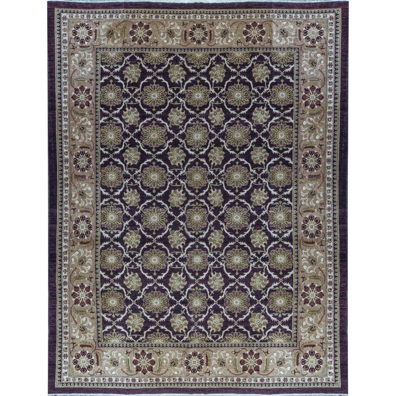 Sultanabad Wool Oriental Area Rug in Aubergine/Gold