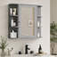 Armoire de rangement murale de salle de bain avec miroir, armoire à pharmacie avec tablette et portes réglables en bois, armoires de rangement montées avec 6 tablettes ouvertes
