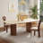 Modern 71" Rectangular Dining Table For 4, Large Kitchen Table For 6, Sintered Stone Table-top with Double Solid Wood Legs