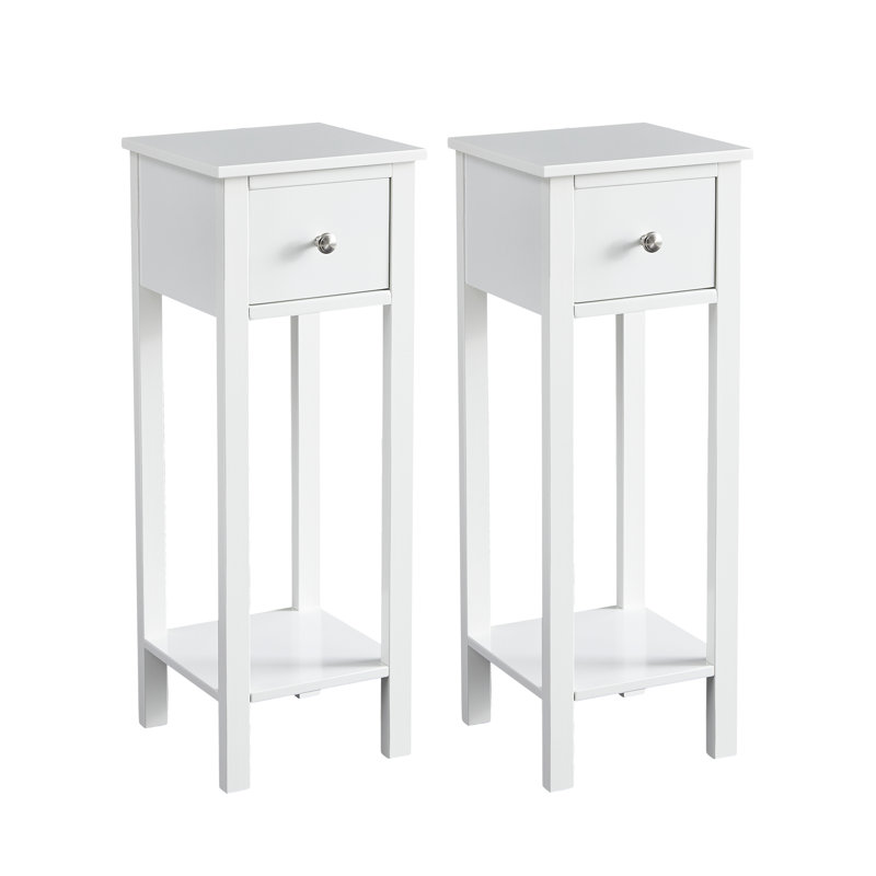 25cm W Manufactured Wood Bedside Table, White