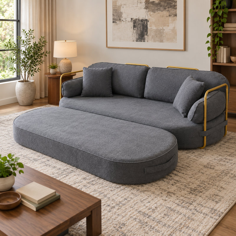 Upholstered 78.3 " Boucle Sleeper Sofa, Gris