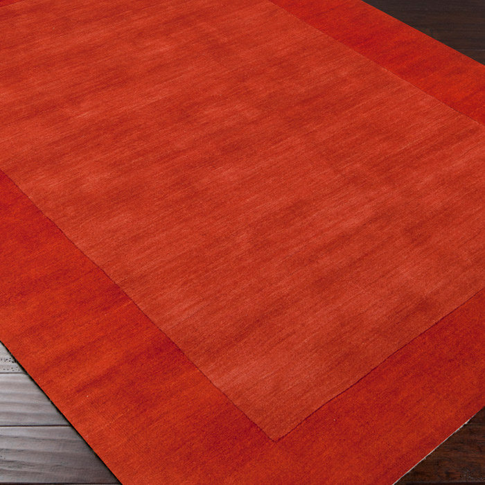 Dolma Red Hand-Woven Wool Rug, Rectangle 2' x 3'