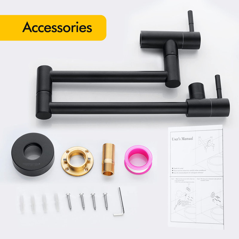 Robinet remplisseur mural avec accessoires Keboo, Noir mat