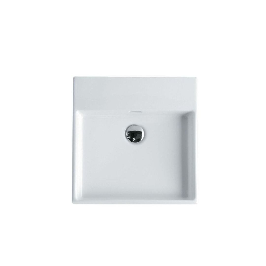 Plain White Ceramic Square Vessel Bathroom Sink with Overflow WS Bath Collections Faucet 