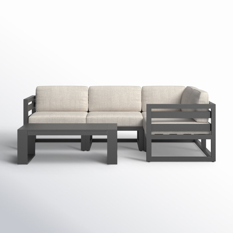 Avion 5 Piece Sectional Set - Black, Cast Silver Sunbrella®, Slate
