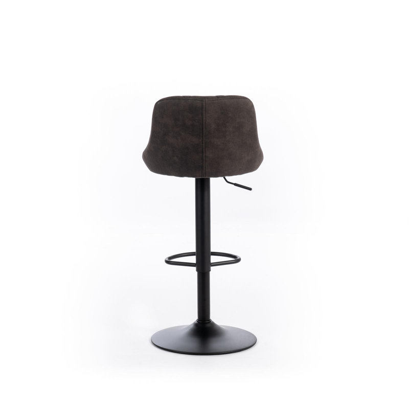 Cutchogue Swivel Upholstered Adjustable Height Bar Stool, Grey