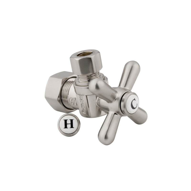 Accents Decorative Quarter Turn Valves with Cross Handles, Satin Nickel