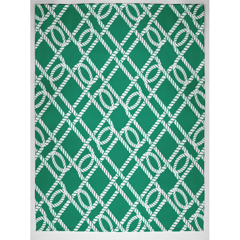 Jeté à motif géométrique Nautical Nights, L 60 po x l 50 po x P 0,5 po, Vert