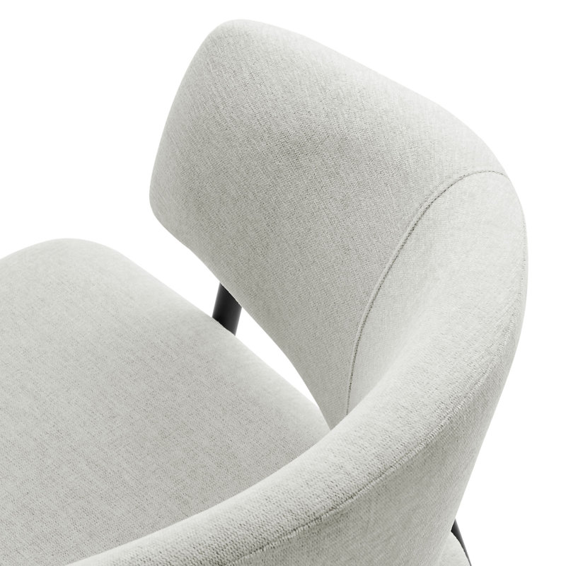 Nella Upholstered Performance Velvet Dining Chair Set Of 2, Fabric Newsprint Black, Black