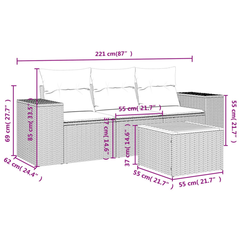  Garden Sofa Set Gray, Dark Gray
