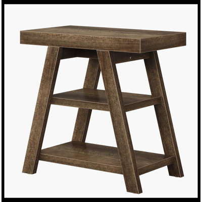 Wood End Table, 3-Tier Sofa Side Table With Storage Shelf