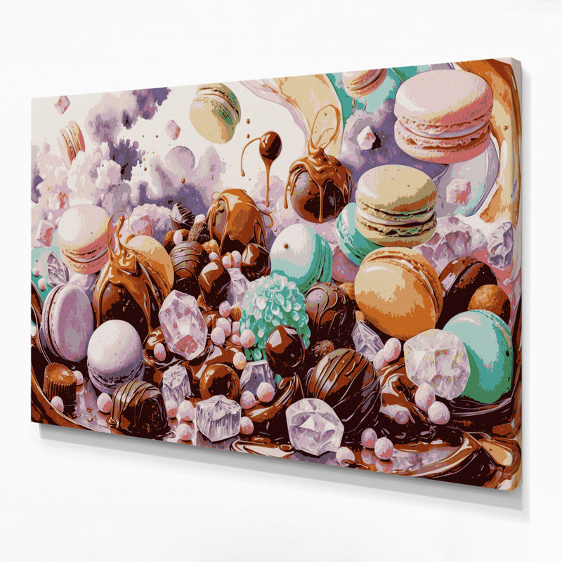 Art mural sur toile, Desserts bonbon et chocolat, H 16 po x l 20 po