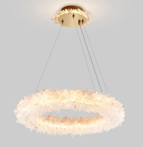 Lustre en cristal de quartz, H 7 po x l 39 po x P 39 po