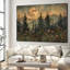 «Enchanted Forest Nightscape with Moon Nature», très grande reproduction d'art encadrée (assemblage requis)-105076223