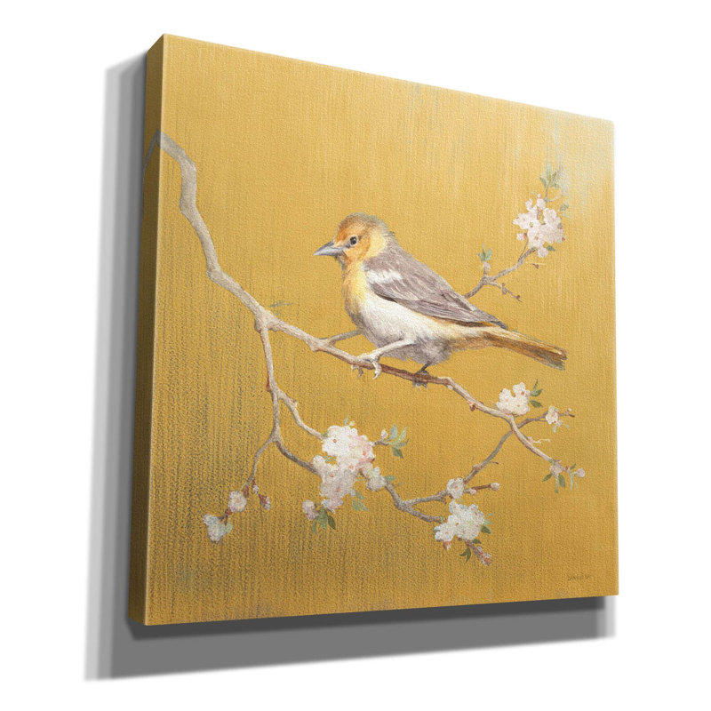«Northern Oriole On Gold» par Danhui Nai, art mural sur toile, H 26 po x l 26 po