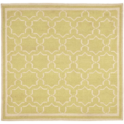 Rodgers Hand Woven Flat Weave Wool/Cotton Geometric Rug in Ivory/Light Green